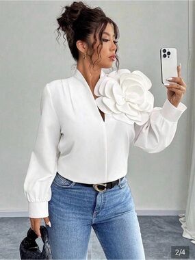 White Floral Appliqué stunning Blouse